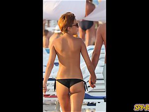super-hot phat orbs stripped to the waist fledgling teenagers bikini Beach spycam