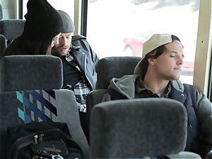 Bonnie Rottens inhales off her dude on a bus