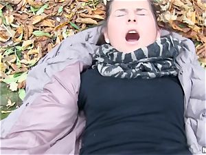 Ashley woods stuffed in her beautiful vulva in public
